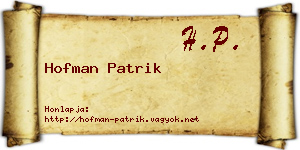 Hofman Patrik névjegykártya